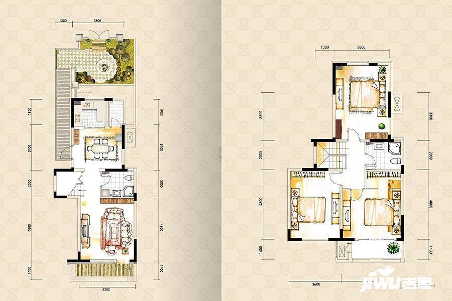 博智御园3室2厅2卫144㎡户型图