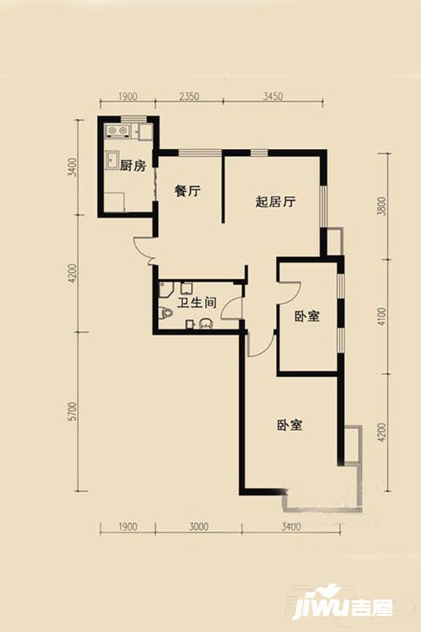 状元城2室1厅1卫79.4㎡户型图