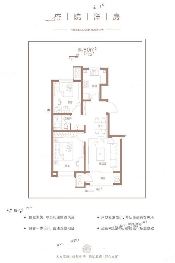 阳光城文澜府2室2厅1卫80㎡户型图