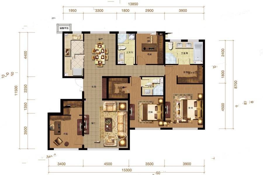 融创融园4室2厅2卫167㎡户型图