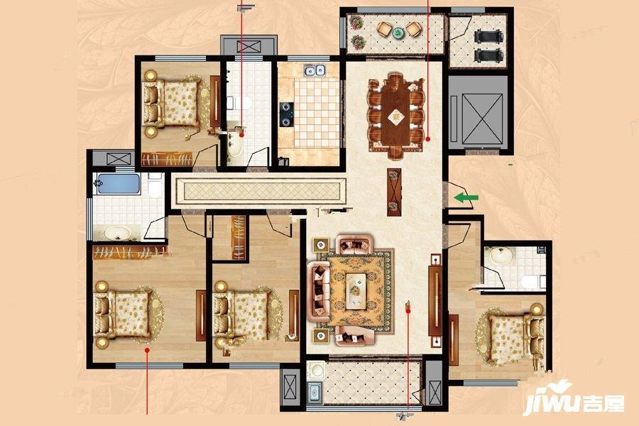 恒信公馆4室4厅2卫189.3㎡户型图