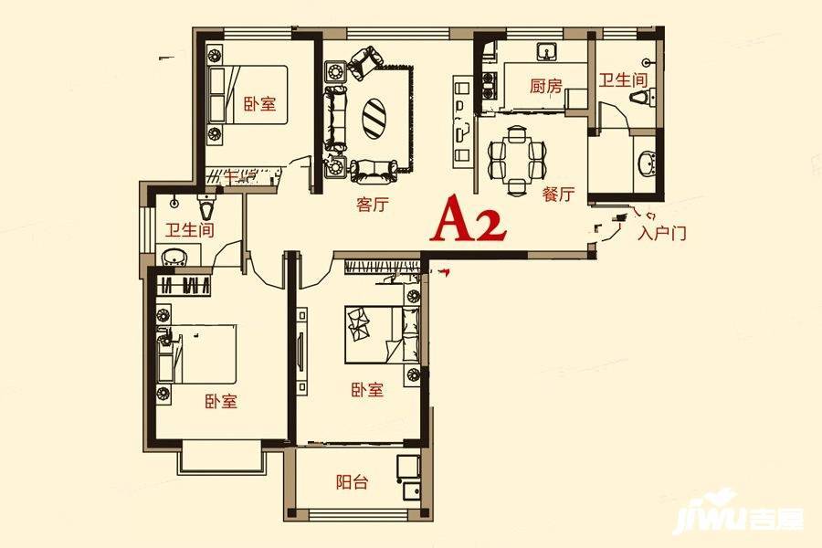 南池御都3室2厅2卫139.8㎡户型图