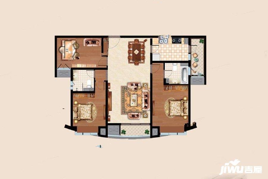 公园壹号3室2厅2卫133㎡户型图