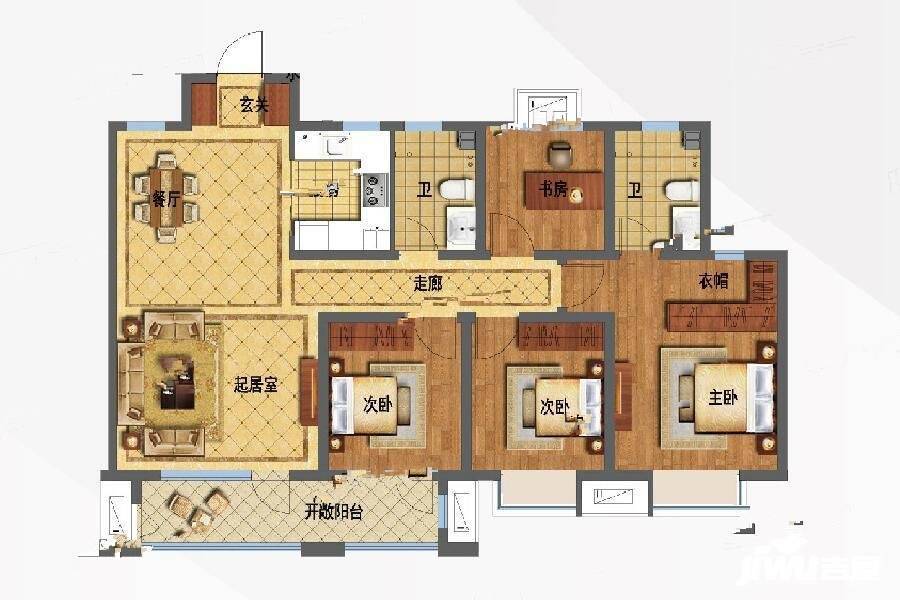 涌鸿观澜4室2厅2卫140㎡户型图