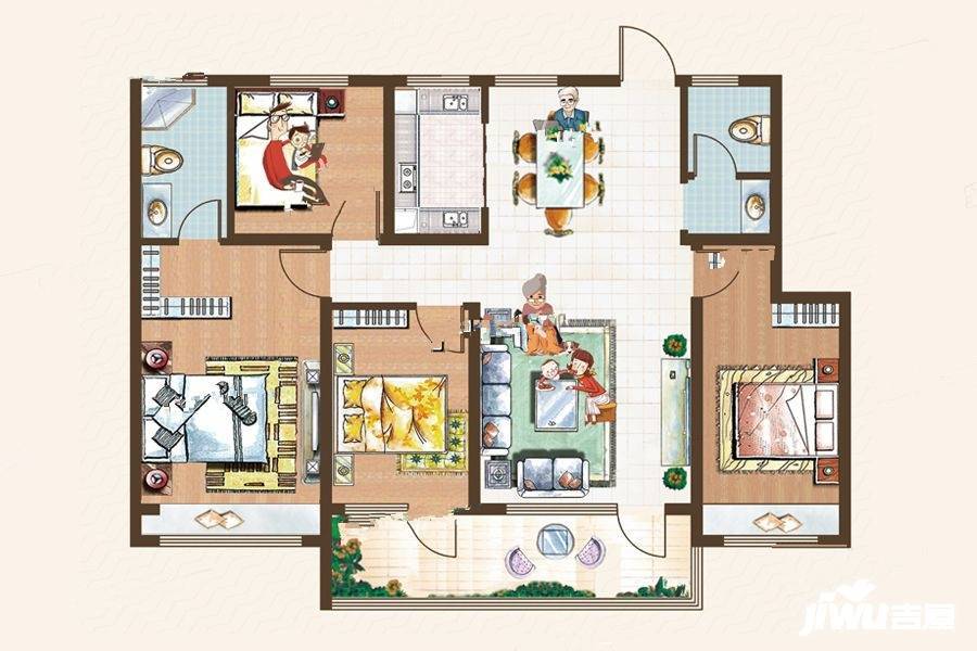 济宁龙城水景苑4室2厅2卫134㎡户型图