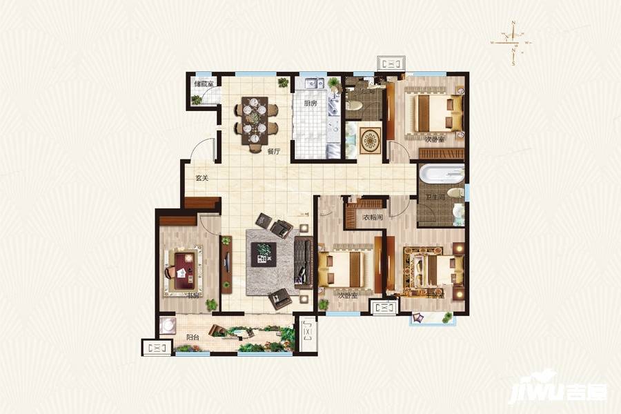 惠民泽缘名府4室2厅2卫164.6㎡户型图