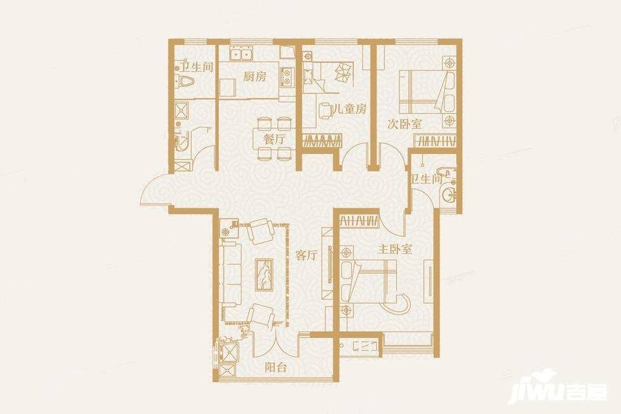 冠鲁明德华府3室2厅2卫131㎡户型图