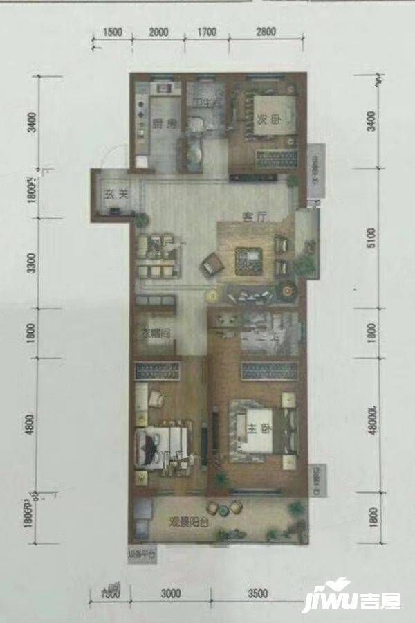 华城圣湖世家3室2厅2卫135㎡户型图