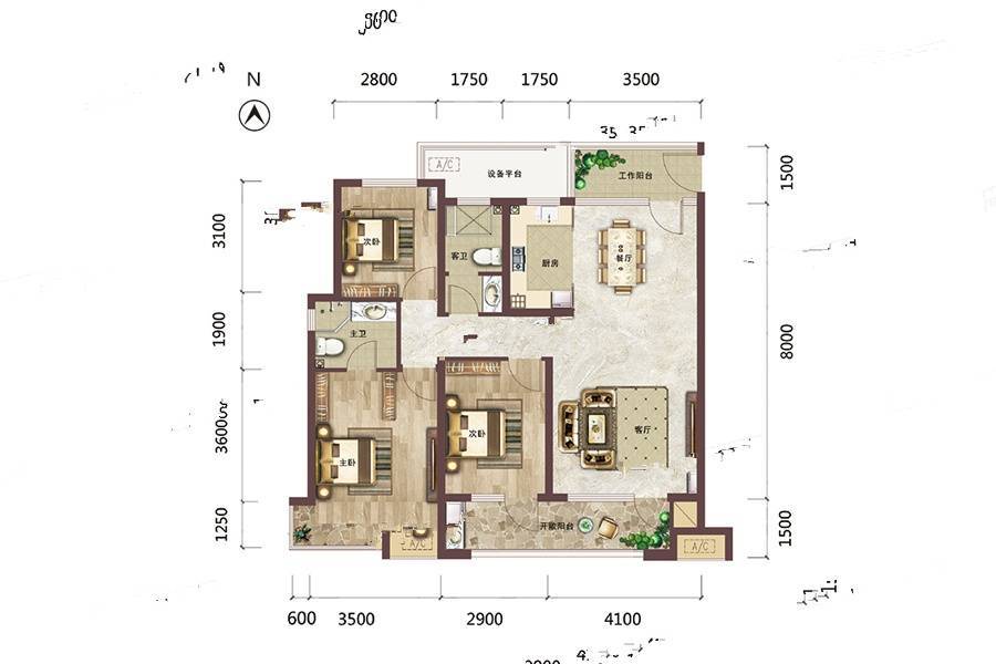 绿地柏仕晶舍
                                                            3房2厅2卫
