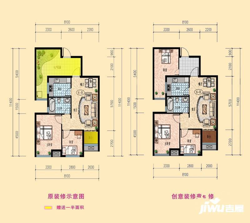 枣阳万象城3室2厅2卫85.9㎡户型图