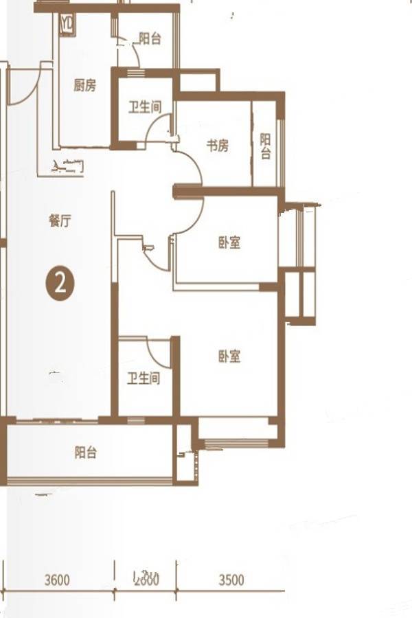 保利天汇3室2厅2卫110㎡户型图