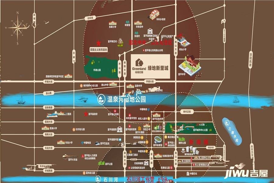 富平绿地新里城位置交通图2