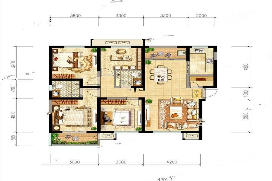 上上国风4室2厅2卫155.7㎡户型图