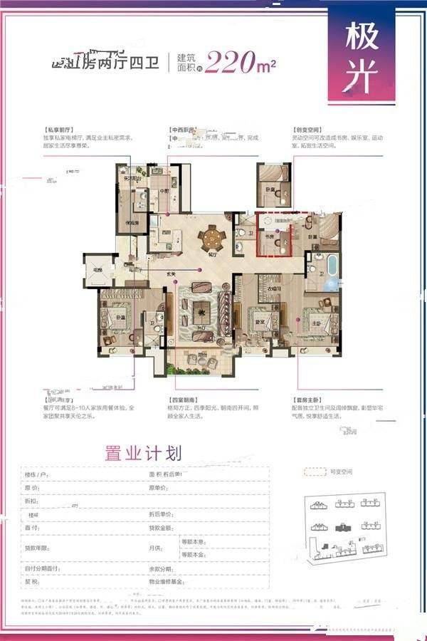 碧桂园城市之光5室2厅2卫220㎡户型图