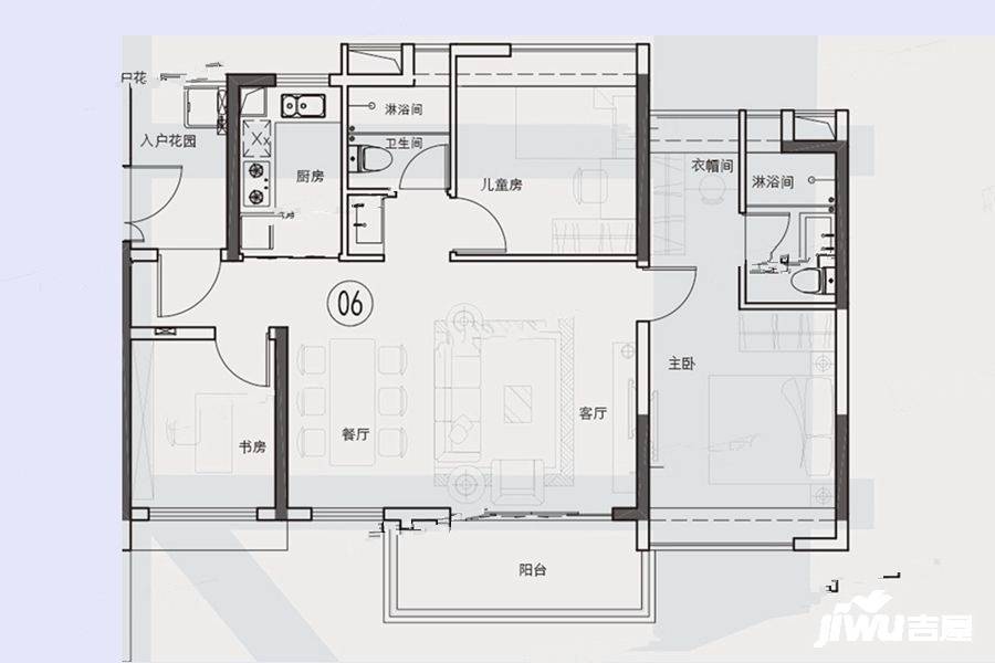 越秀东坡3室2厅2卫91㎡户型图