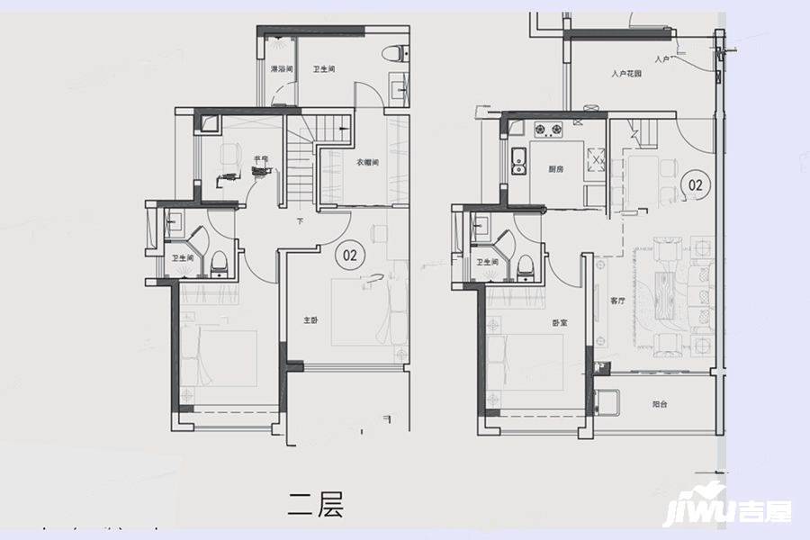 越秀东坡4室2厅3卫103㎡户型图