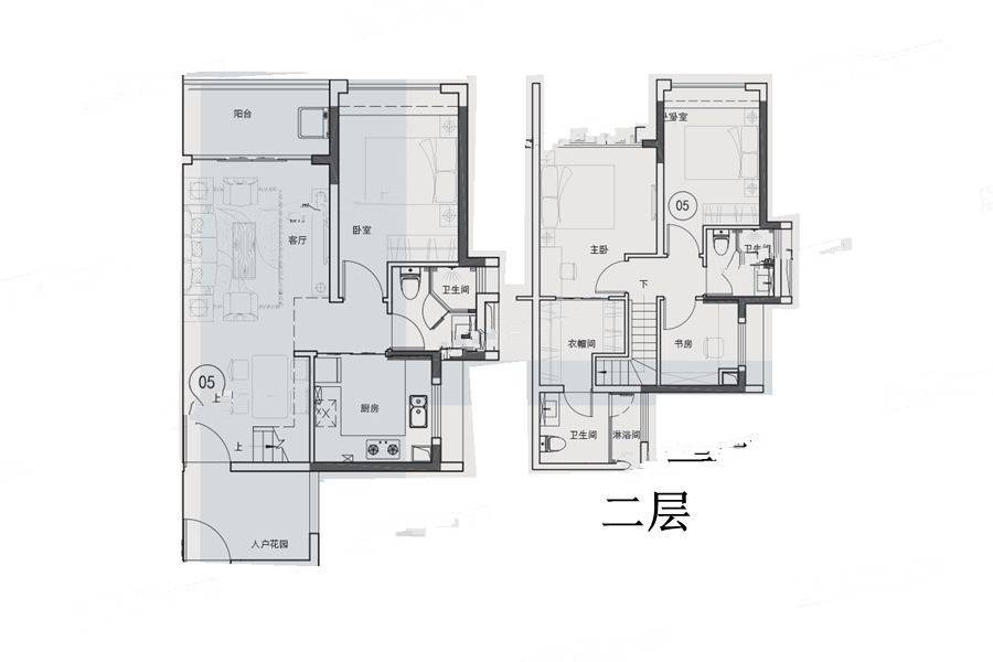 越秀东坡4室2厅3卫97㎡户型图