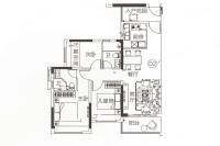 越秀滨海新城3室2厅2卫95㎡户型图