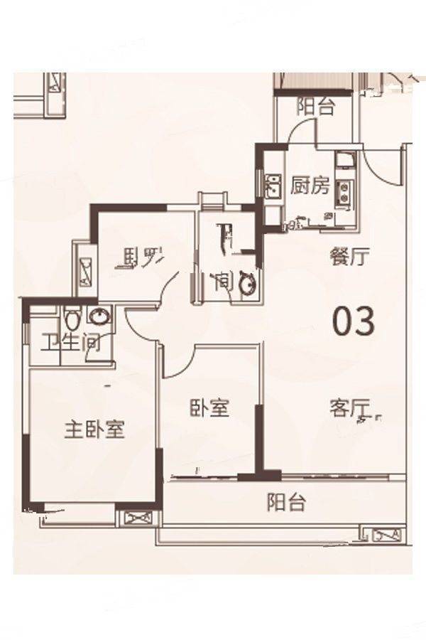 广州悦江上品b4栋03户型户型图_首付金额_3室2厅2卫_110.