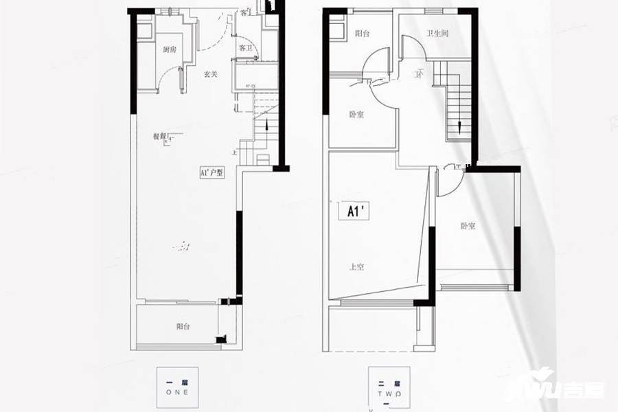 远洋招商保利东湾3室2厅2卫96㎡户型图