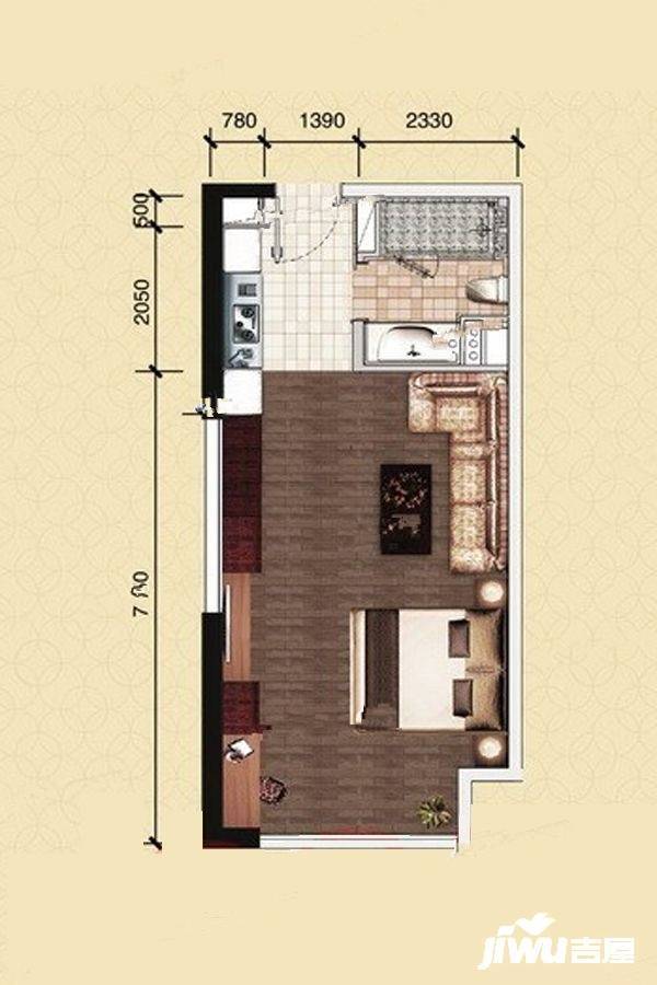 合生广场（商用）普通住宅53㎡户型图