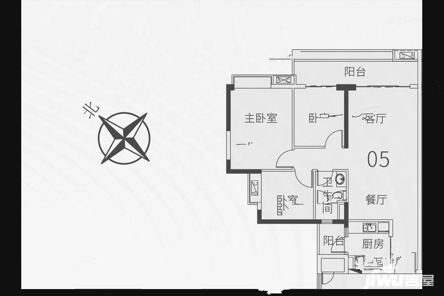 悦江上品3室2厅1卫95.5㎡户型图