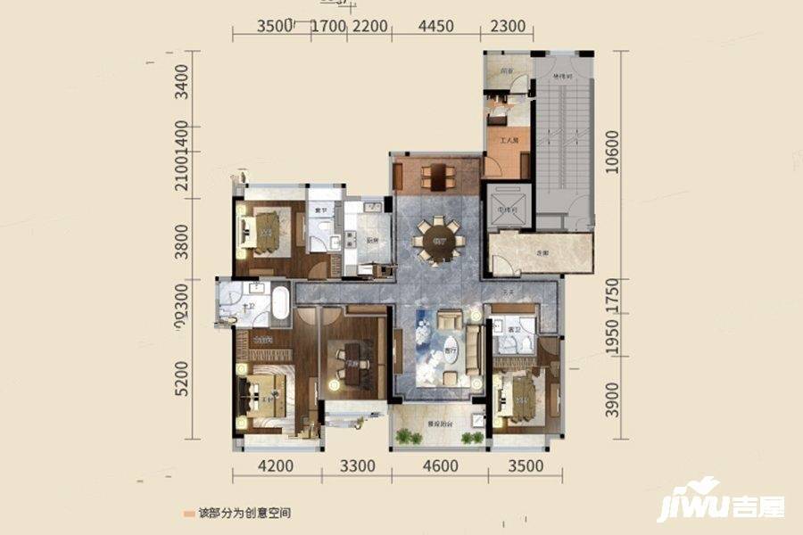 雅居乐雍逸廷5室2厅3卫198㎡户型图