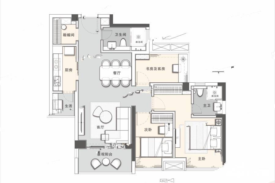 金榜华庭4室2厅2卫95.6㎡户型图