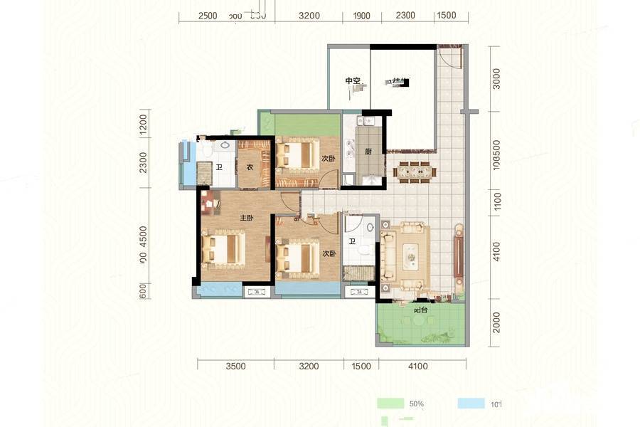 御景华府4室2厅2卫115㎡户型图