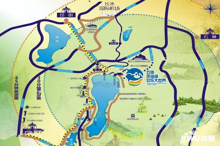 抚仙湖欢乐大世界位置交通图3