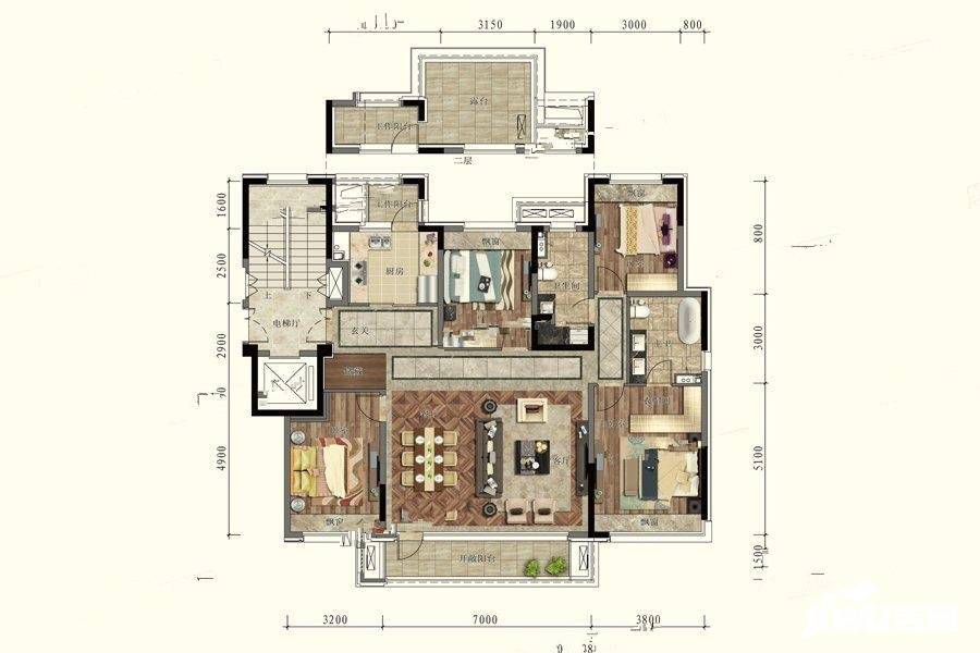 华润置地萬象府4室2厅2卫158㎡户型图