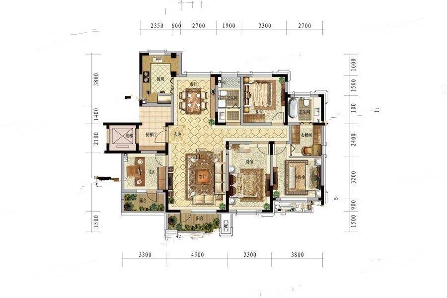 银基观澜庭4室2厅2卫158㎡户型图