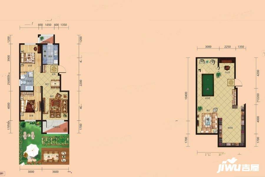 富禹依云蓝湾2室2厅1卫80㎡户型图