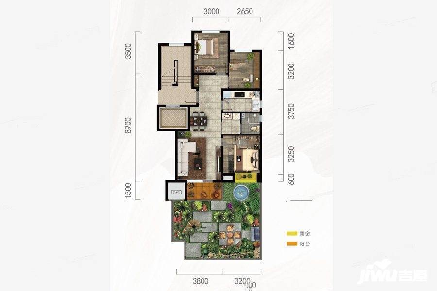 阳光城璞悦3室2厅1卫84㎡户型图