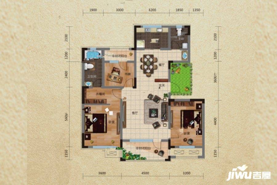 富禹依云澜汇3室2厅2卫125㎡户型图