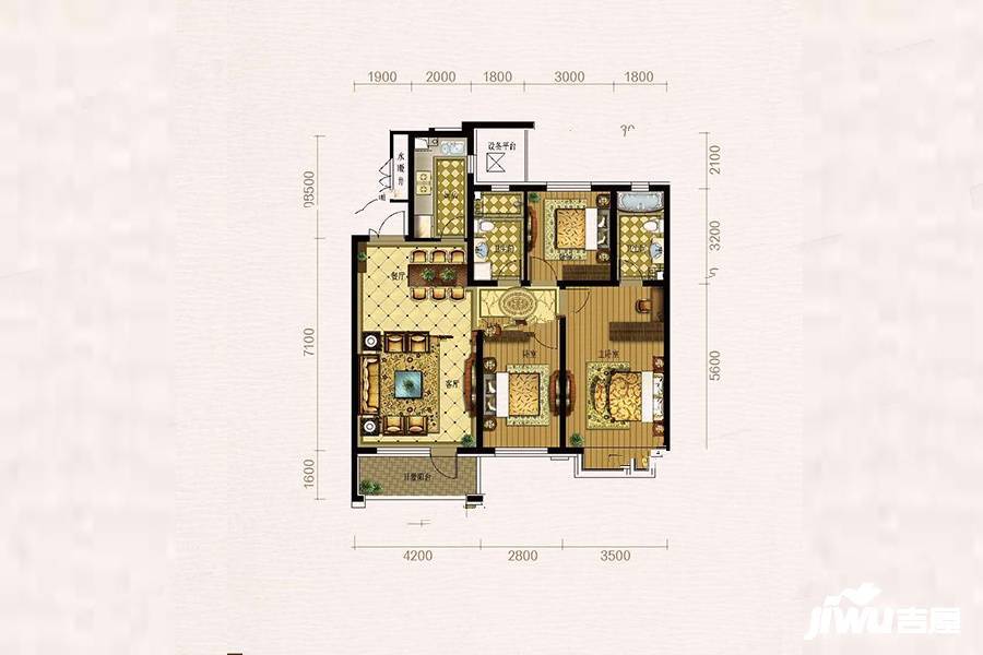 府城名著3室2厅2卫123㎡户型图