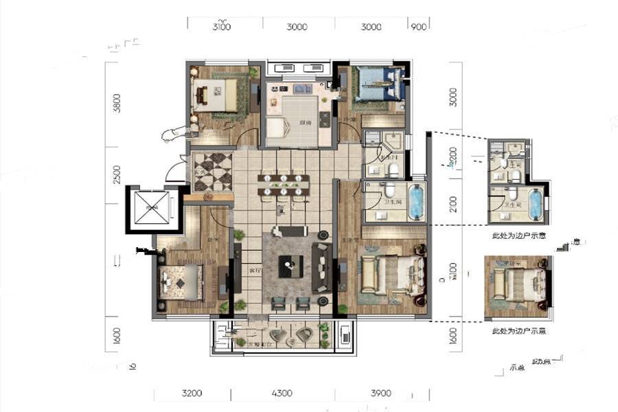 华润置地翡翠城熙府4室2厅2卫134㎡户型图