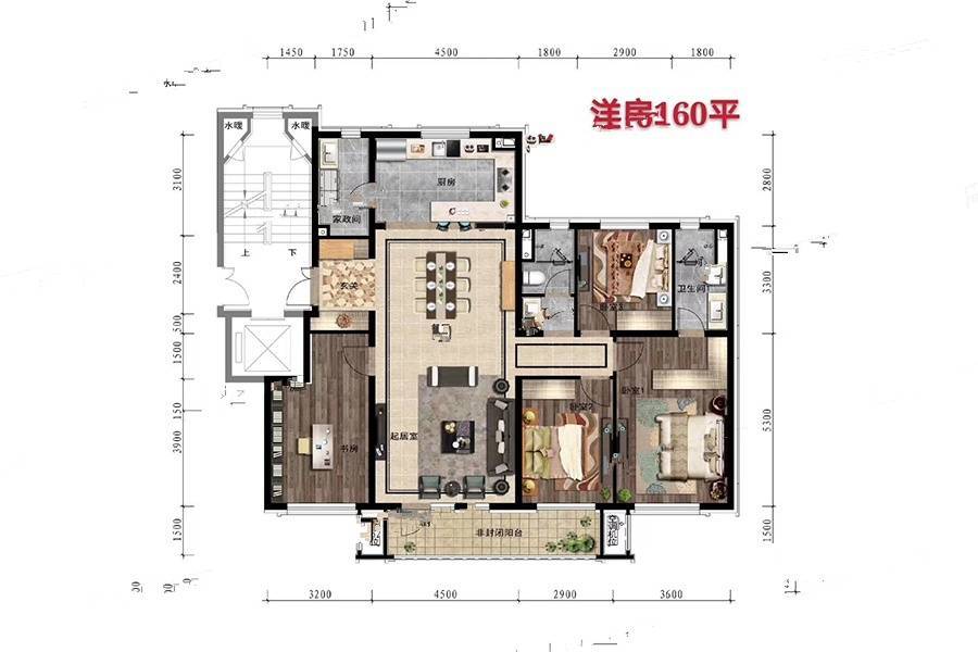 万科翡翠滨江4室2厅2卫160㎡户型图