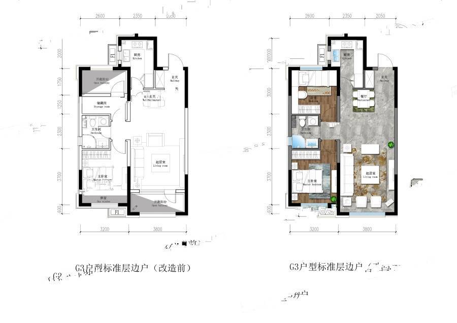 保利茉莉公馆2室2厅1卫85㎡户型图