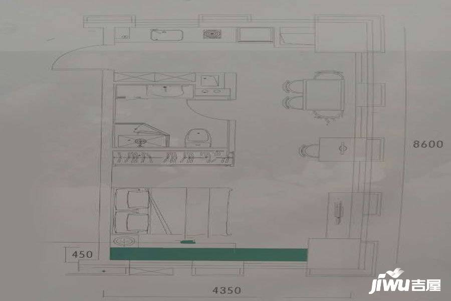 沈阳城开中心1室2厅1卫54㎡户型图