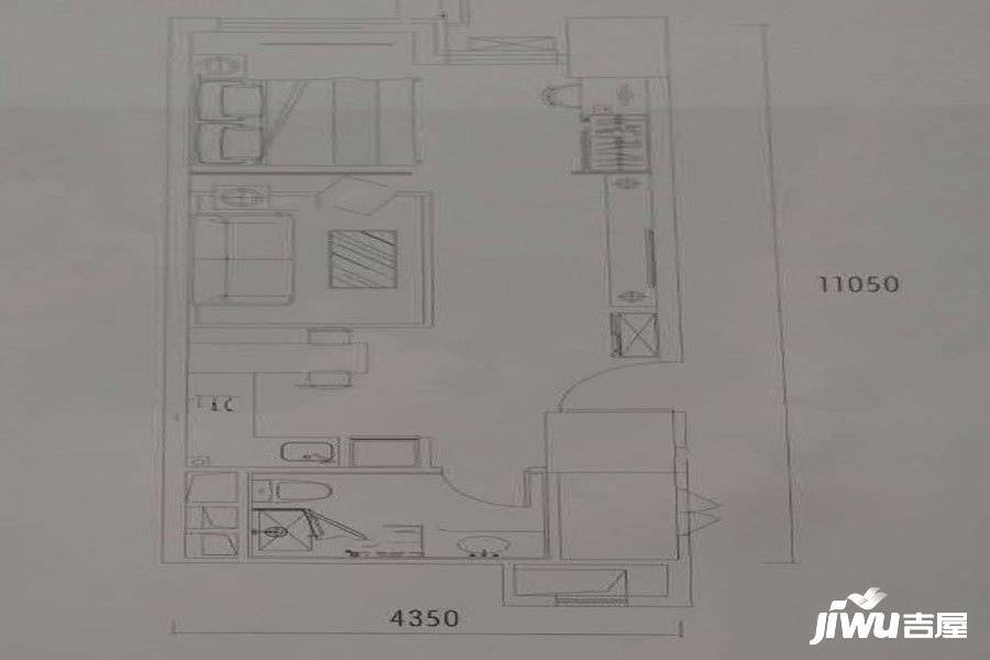 沈阳城开中心1室2厅1卫63㎡户型图