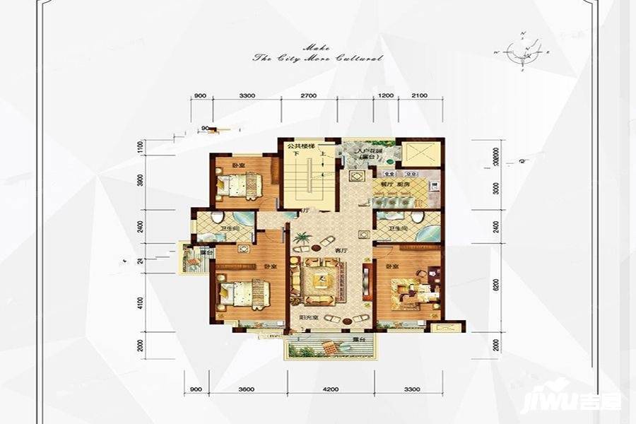 玉祥明居3室2厅2卫144㎡户型图