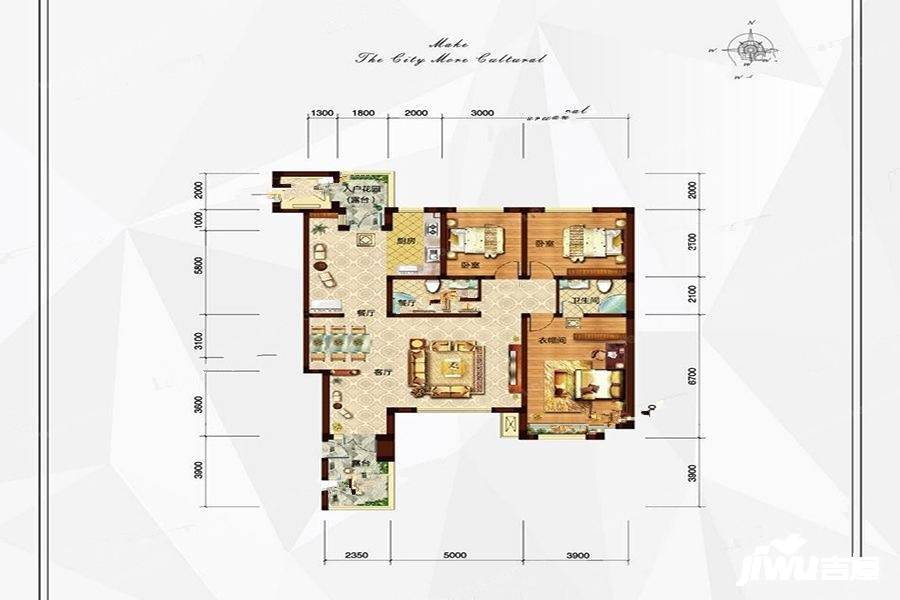 玉祥明居3室2厅2卫145㎡户型图