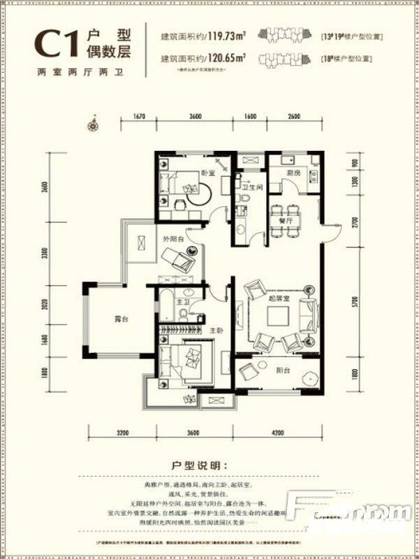 富立秦皇半岛3室2厅2卫122.5㎡户型图