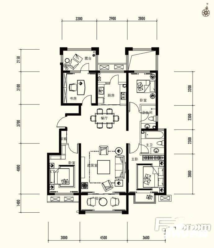 富立秦皇半岛4室2厅2卫138.5㎡户型图