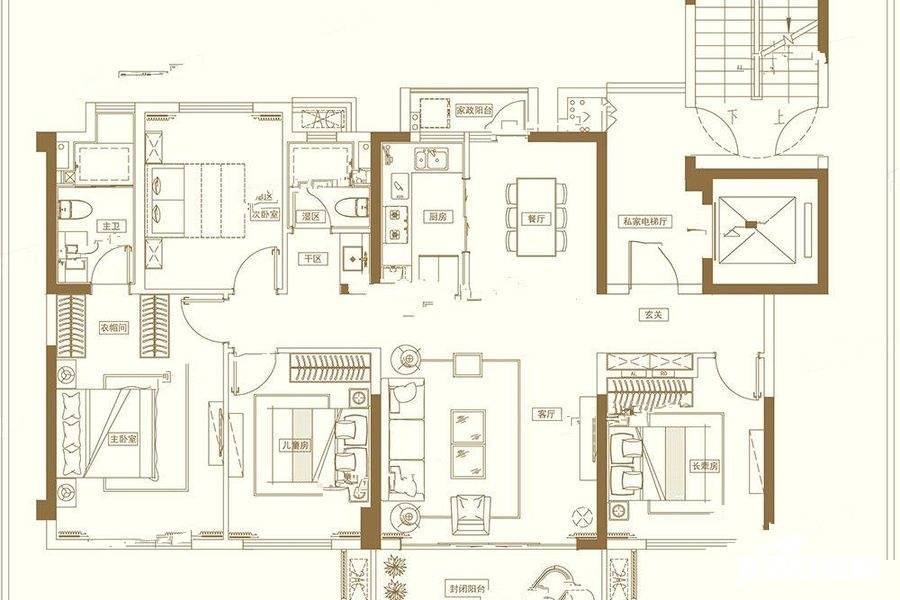 融侨碧桂园铂玥府4室2厅2卫140㎡户型图