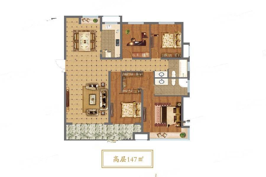 荣盛兰凌御府4室2厅2卫147㎡户型图