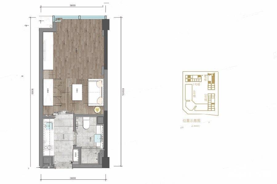 中粮天府宸悦1室2厅1卫40㎡户型图