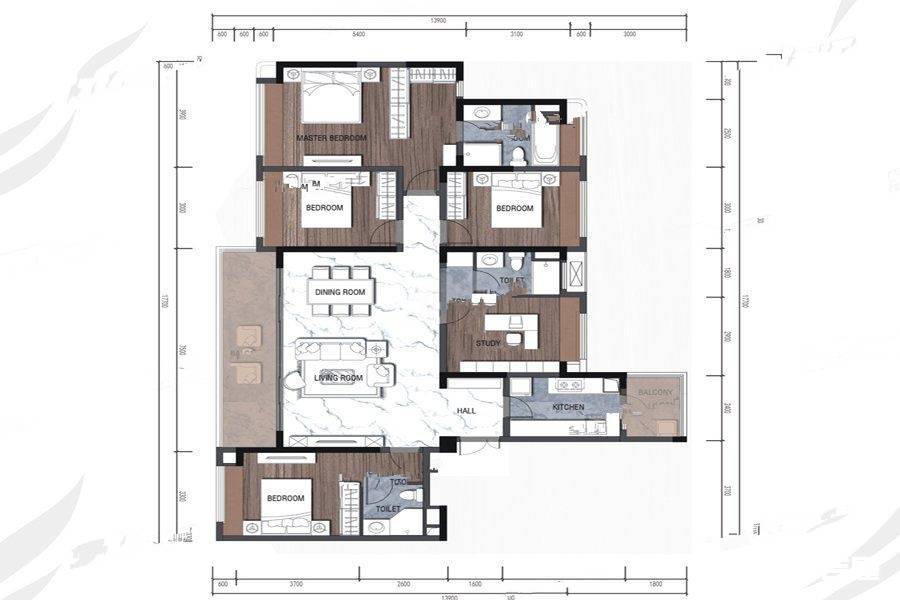 蓝光长岛国际社区5室2厅3卫192㎡户型图