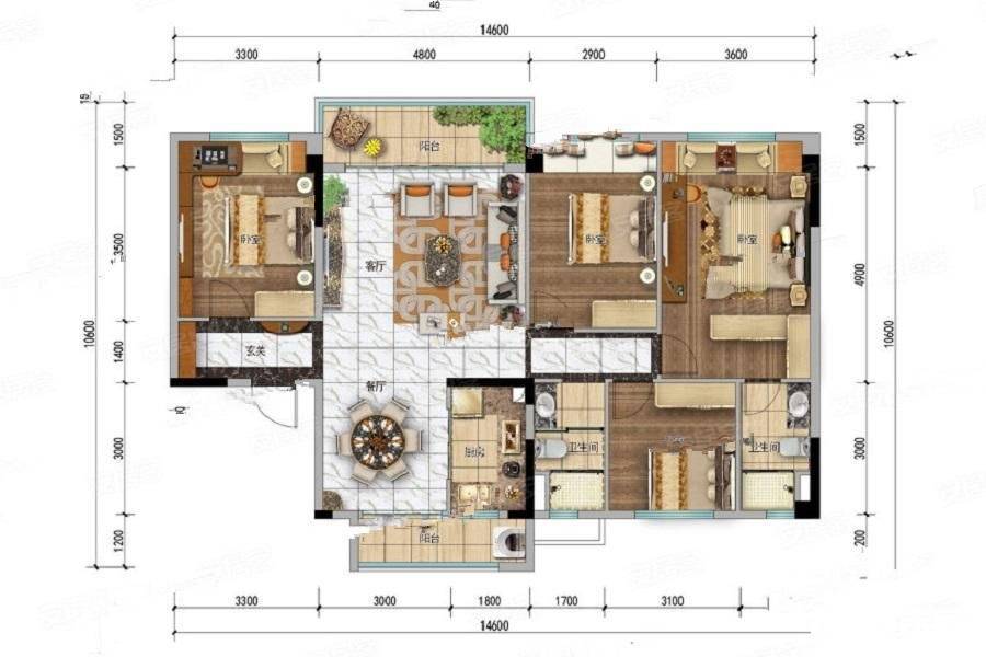 碧桂园锦公馆4室2厅2卫140㎡户型图